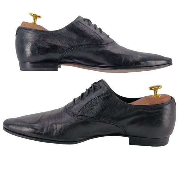 Bottega Veneta Italy Men 9.5 Black Leather Kidskin Dress Shoes Designer Oxfords - Picture 7 of 9